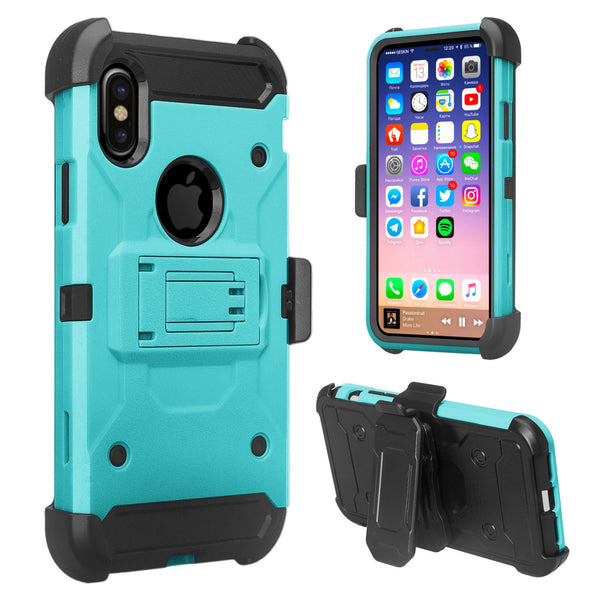 Apple iPhone X Hybrid Holster Case - Teal - www.coverlabusa.com