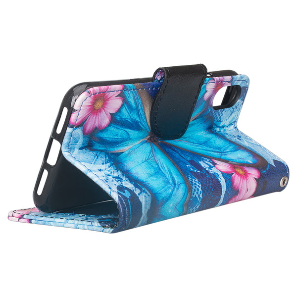 apple iphone x, iphone 10 wallet case - blue butterfly - www.coverlabusa.com