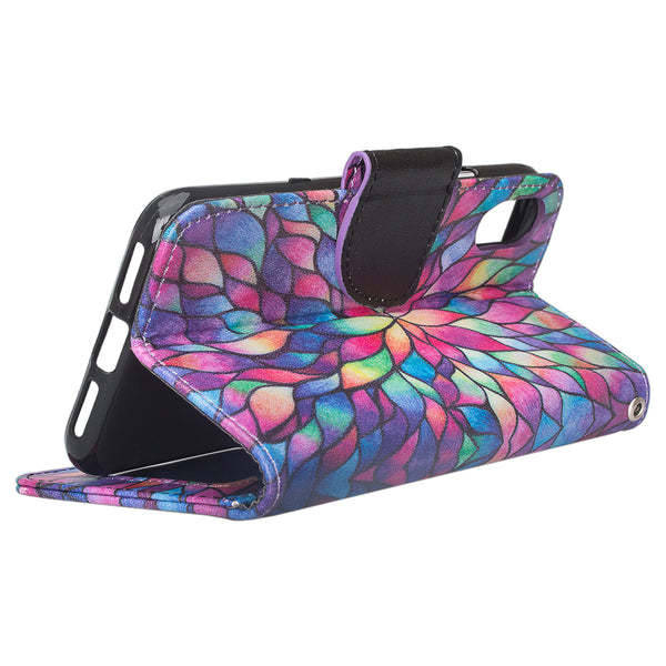 apple iphone x, iphone 10 wallet case - rainbow flower - www.coverlabusa.com