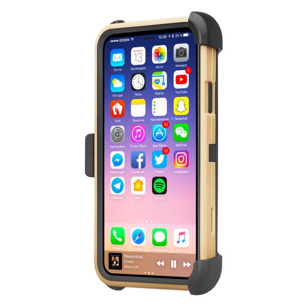 Apple iPhone X Hybrid Holster Case - Gold - www.coverlabusa.com