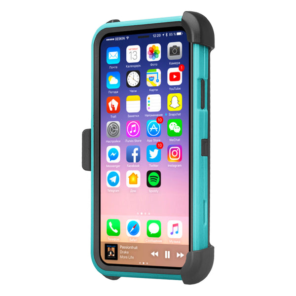 Apple iPhone X Hybrid Holster Case - Teal - www.coverlabusa.com