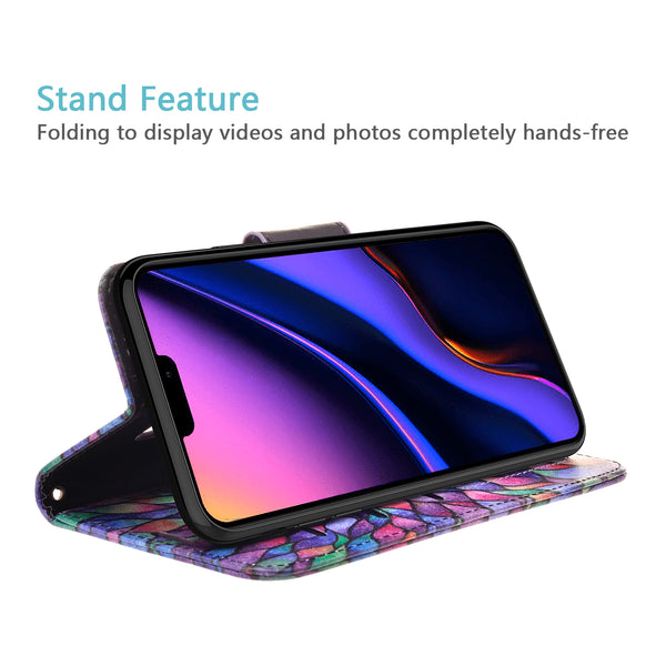 apple iphone 12 wallet case - rainbow flower - www.coverlabusa.com