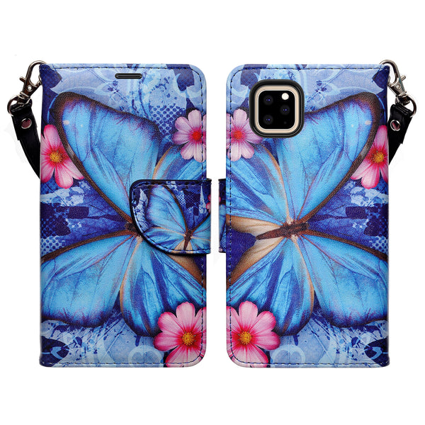 apple iphone 12 pro wallet case - blue butterfly - www.coverlabusa.com