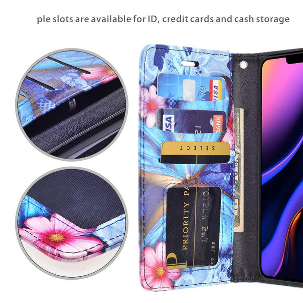 apple iphone 12 pro max wallet case - blue butterfly - www.coverlabusa.com