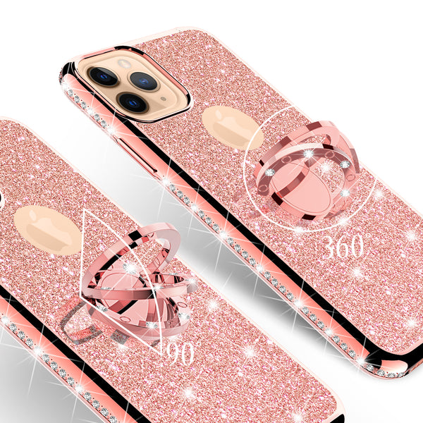 apple iphone 12 pro glitter bling fashion case - rose gold - www.coverlabusa.com