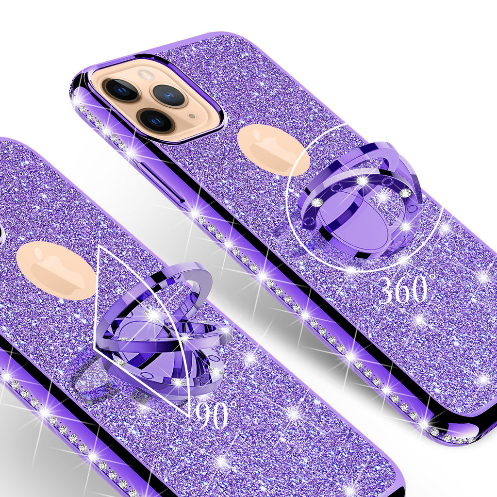 For iPhone 12 Pro Max Glitter Cute Phone Case Girls with Kickstand