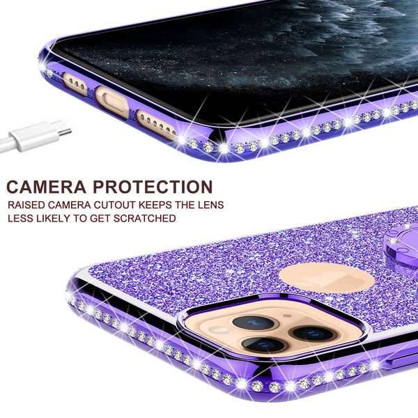 apple iphone 12 pro glitter bling fashion case - purple - www.coverlabusa.com