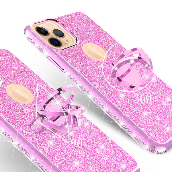 apple iphone 11 pro max glitter bling fashion 3 in 1 case - hot pink - www.coverlabusa.com