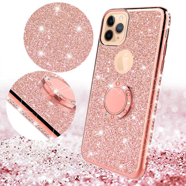 apple iphone 13 glitter bling fashion case - rose gold - www.coverlabusa.com