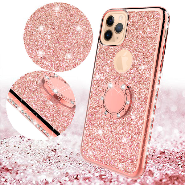 apple iphone 12 pro max glitter bling fashion case - rose gold - www.coverlabusa.com