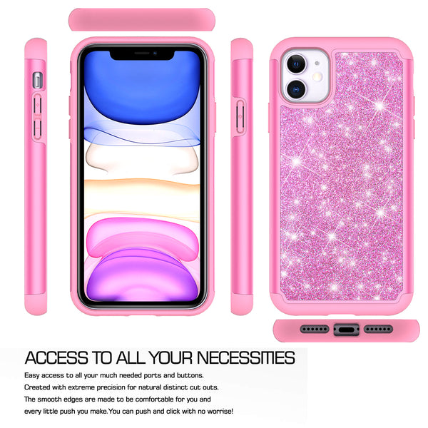 apple iphone 11 glitter hybrid case - hot pink - www.coverlabusa.com