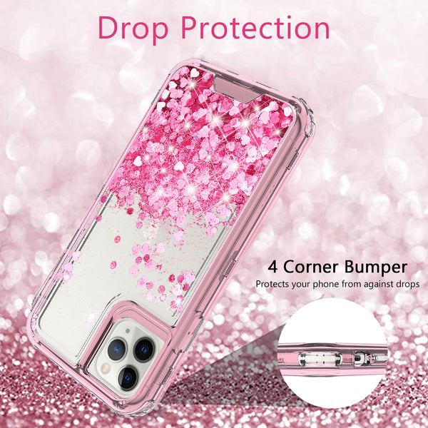 hard clear glitter phone case for apple iphone 12 pro max - pink - www.coverlabusa.com 