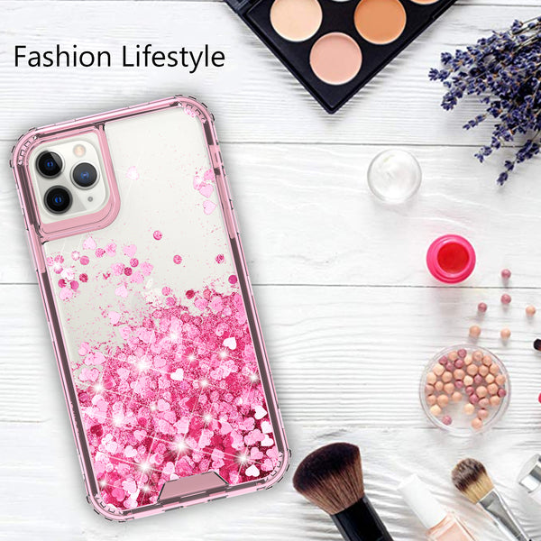 hard clear glitter phone case for apple iphone 12 pro max - pink - www.coverlabusa.com 