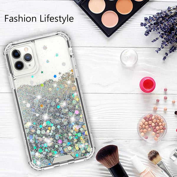 hard clear glitter phone case for apple iphone 12 mini - clear - www.coverlabusa.com 