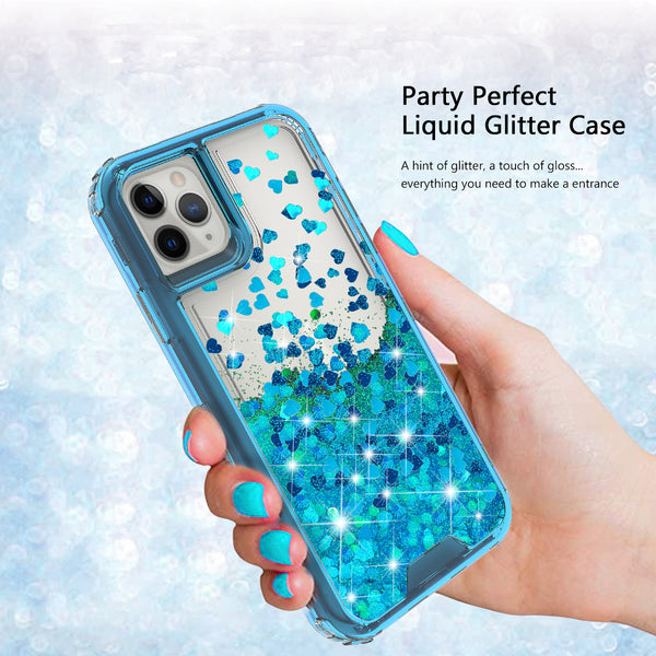 hard clear glitter phone case for apple iphone 12  - teal - www.coverlabusa.com 