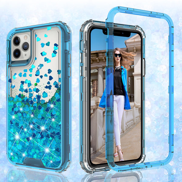 hard clear glitter phone case for apple iphone 12 pro max - teal - www.coverlabusa.com 