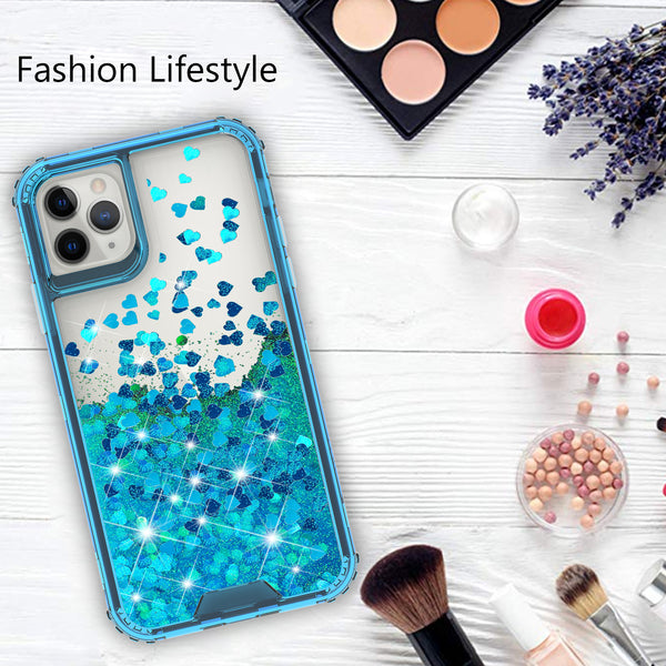 hard clear glitter phone case for apple iphone 12  - teal - www.coverlabusa.com 