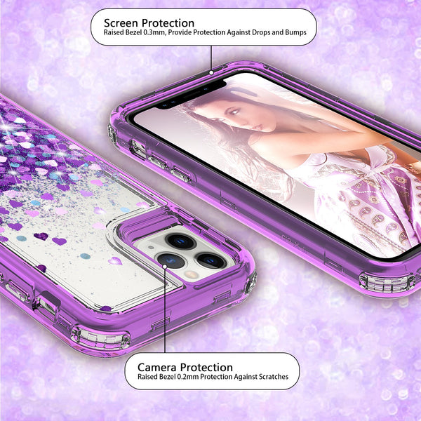 hard clear glitter phone case for apple iphone 12 pro - purple - www.coverlabusa.com 