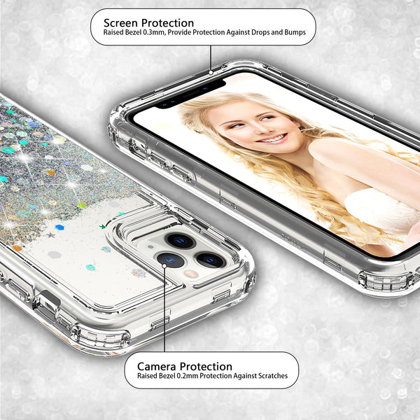 hard clear glitter phone case for apple iphone 12 pro  - clear - www.coverlabusa.com 