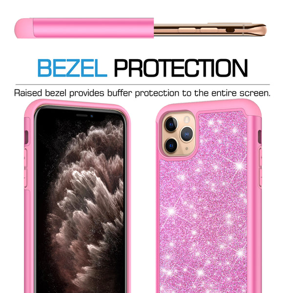apple iphone 11 pro max glitter hybrid case - hot pink - www.coverlabusa.com