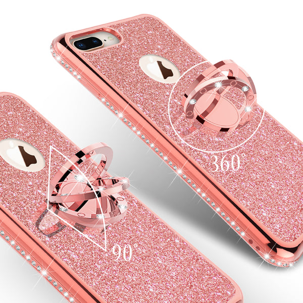 apple iphone 8 glitter bling fashion 3 in 1 case - rose gold - www.coverlabusa.com