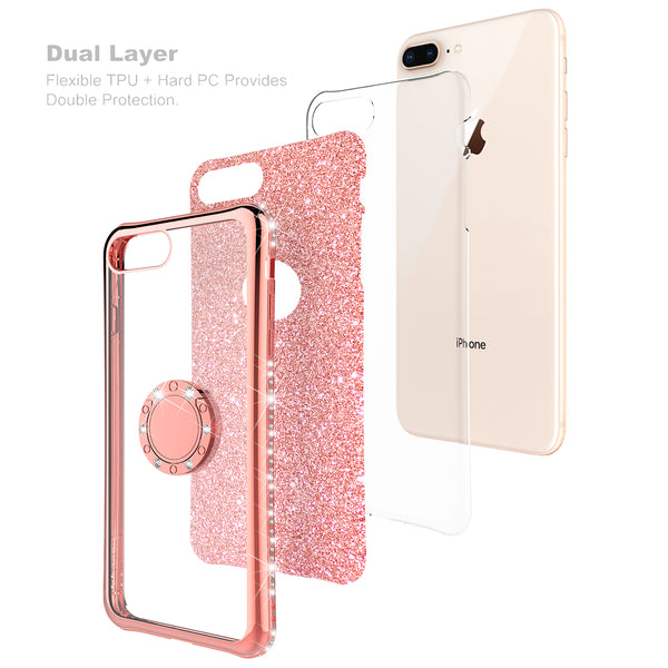 apple iphone 8 glitter bling fashion 3 in 1 case - rose gold - www.coverlabusa.com