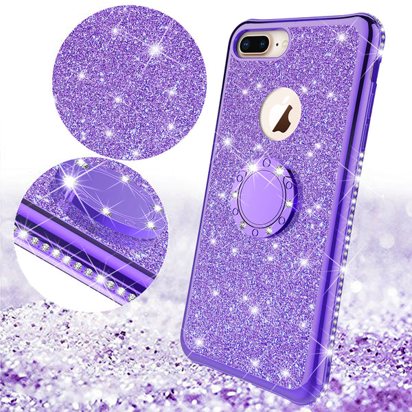 apple iphone 7 plus glitter bling fashion 3 in 1 case - purple - www.coverlabusa.com