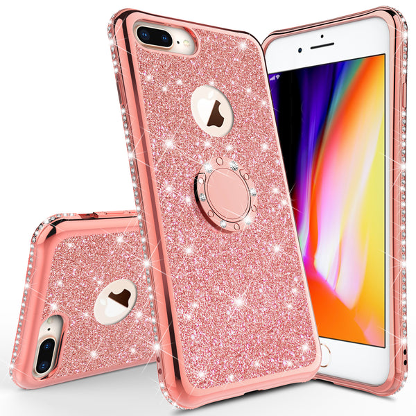 apple iphone 8 glitter bling fashion 3 in 1 case - rose gold - www.coverlabusa.com