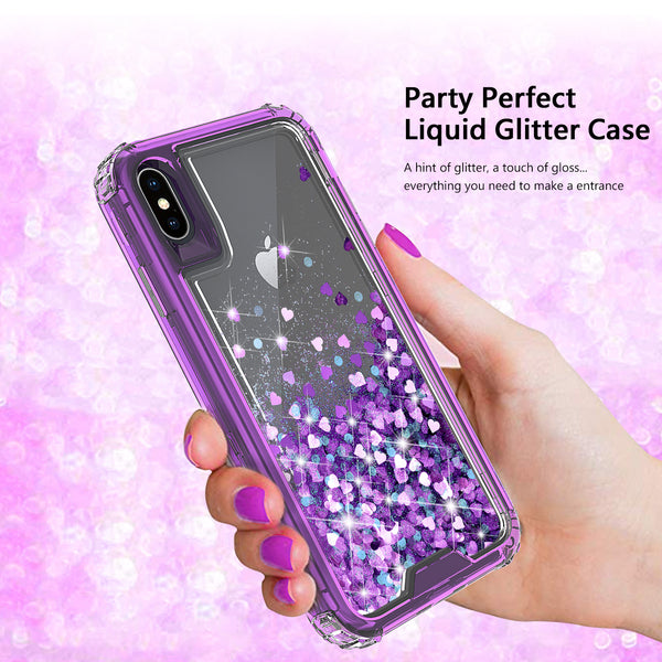 hard clear glitter phone case for apple iphone xs max - purple - www.coverlabusa.com 