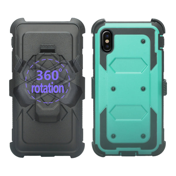 Apple iPhone XR heavy duty holster case - teal - www.coverlabusa.com