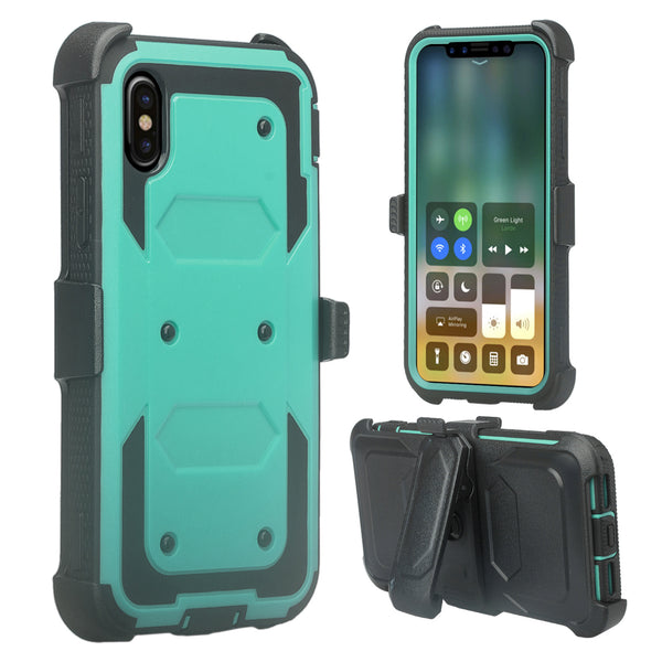 Apple iPhone X heavy duty holster case - teal - www.coverlabusa.com