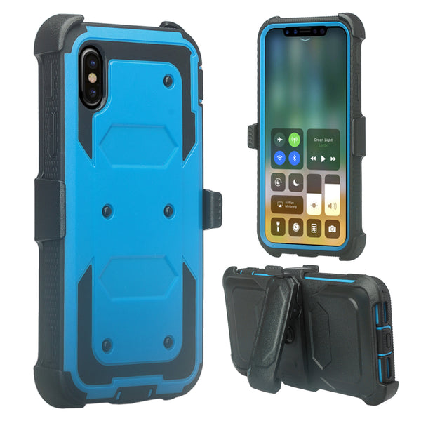 Apple iPhone X heavy duty holster case - blue - www.coverlabusa.com