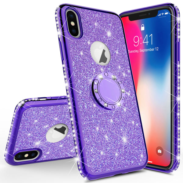 apple iphone x glitter bling fashion case - purple - www.coverlabusa.com