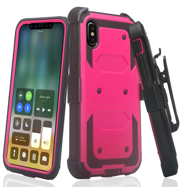 Apple iPhone 11 pro max heavy duty holster case - hot pink - www.coverlabusa.com