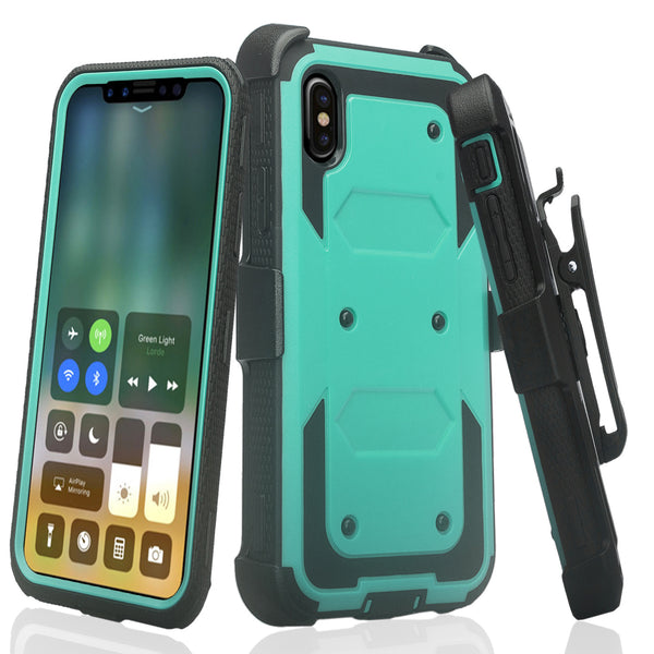 Apple iPhone XR heavy duty holster case - teal - www.coverlabusa.com