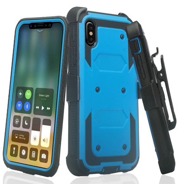 Apple iPhone X heavy duty holster case - blue - www.coverlabusa.com