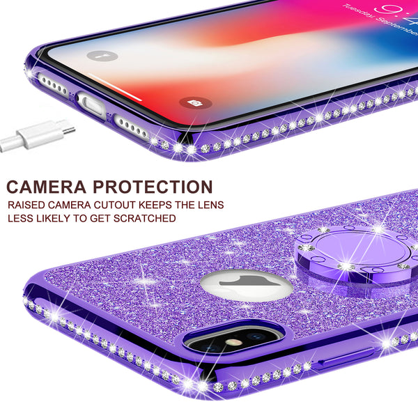 apple iphone xs max glitter bling fashion case - purple - www.coverlabusa.com