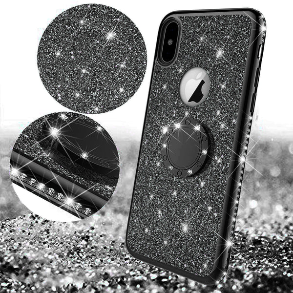 apple iphone x glitter bling fashion case - black - www.coverlabusa.com