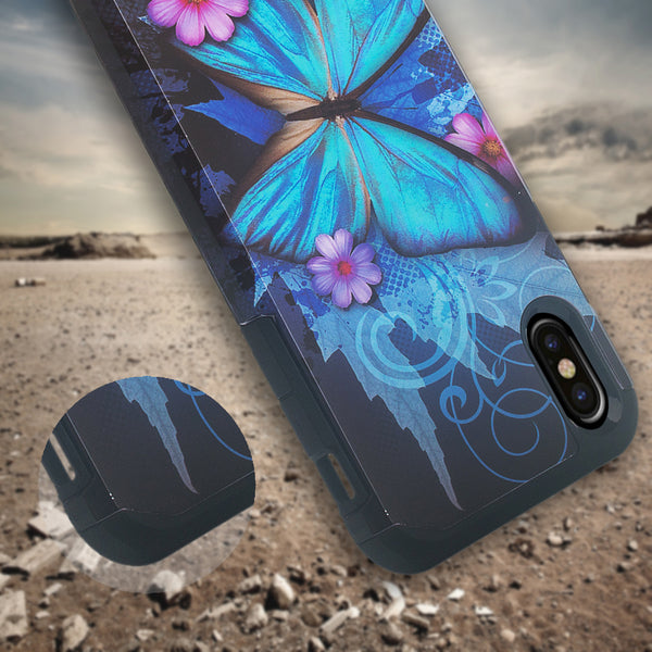 apple iphone x hybrid case - blue butterfly - www.coverlabusa.com