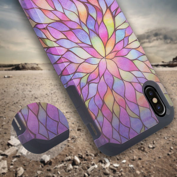 apple iphone x hybrid case - rainbow flower - www.coverlabusa.com