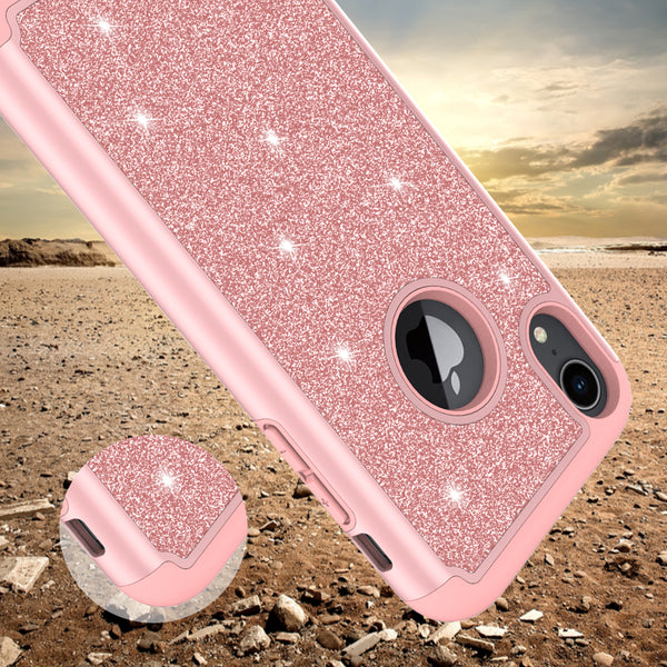 Apple iPhone XR Glitter Hybrid Case - Rose Gold - www.coverlabusa.com