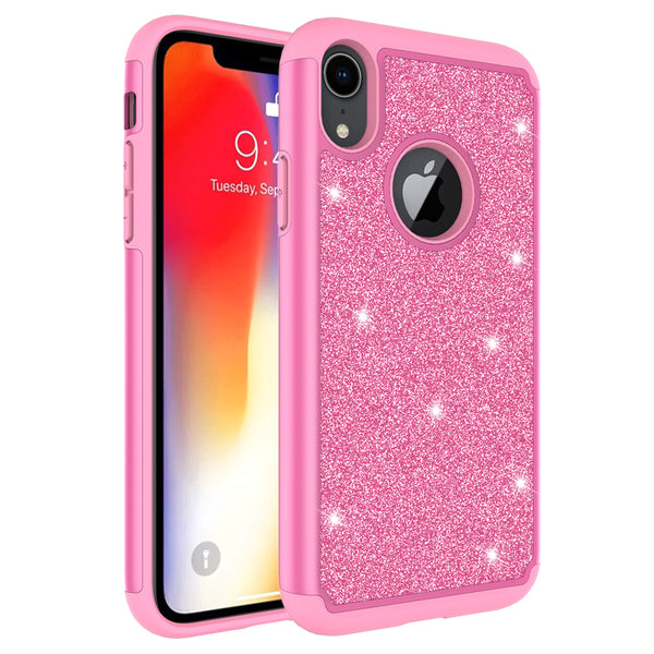 Apple iPhone XR Glitter Hybrid Case - Hot Pink - www.coverlabusa.com