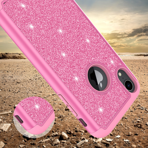 Apple iPhone XR Glitter Hybrid Case - Hot Pink - www.coverlabusa.com