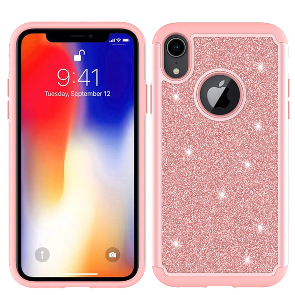 Apple iPhone XR Glitter Hybrid Case - Rose Gold - www.coverlabusa.com