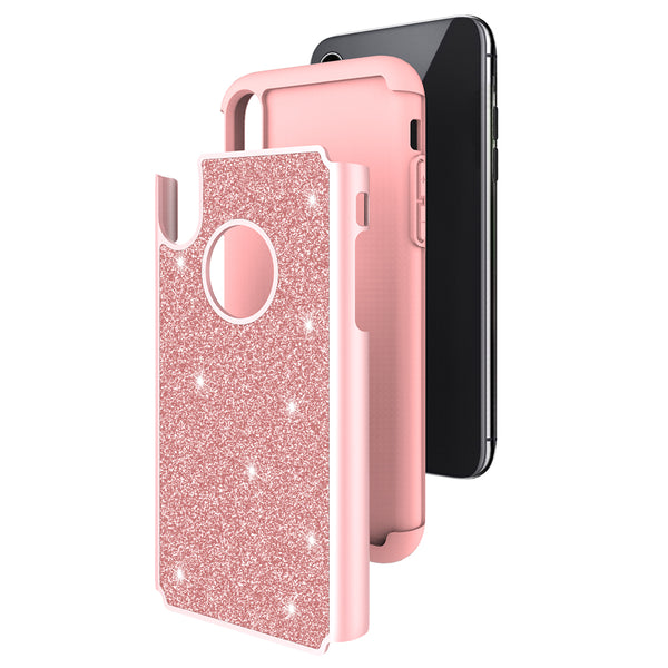 Apple iPhone XR Glitter Hybrid Case - Rose Gold - www.coverlabusa.com