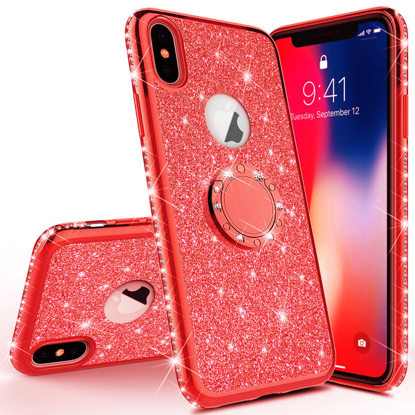 apple iphone xs max glitter bling fashion case - red - www.coverlabusa.com