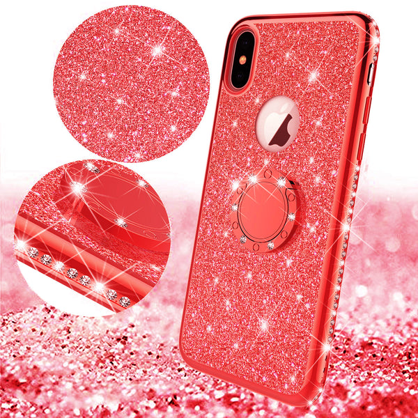 apple iphone xs max glitter bling fashion case - red - www.coverlabusa.com