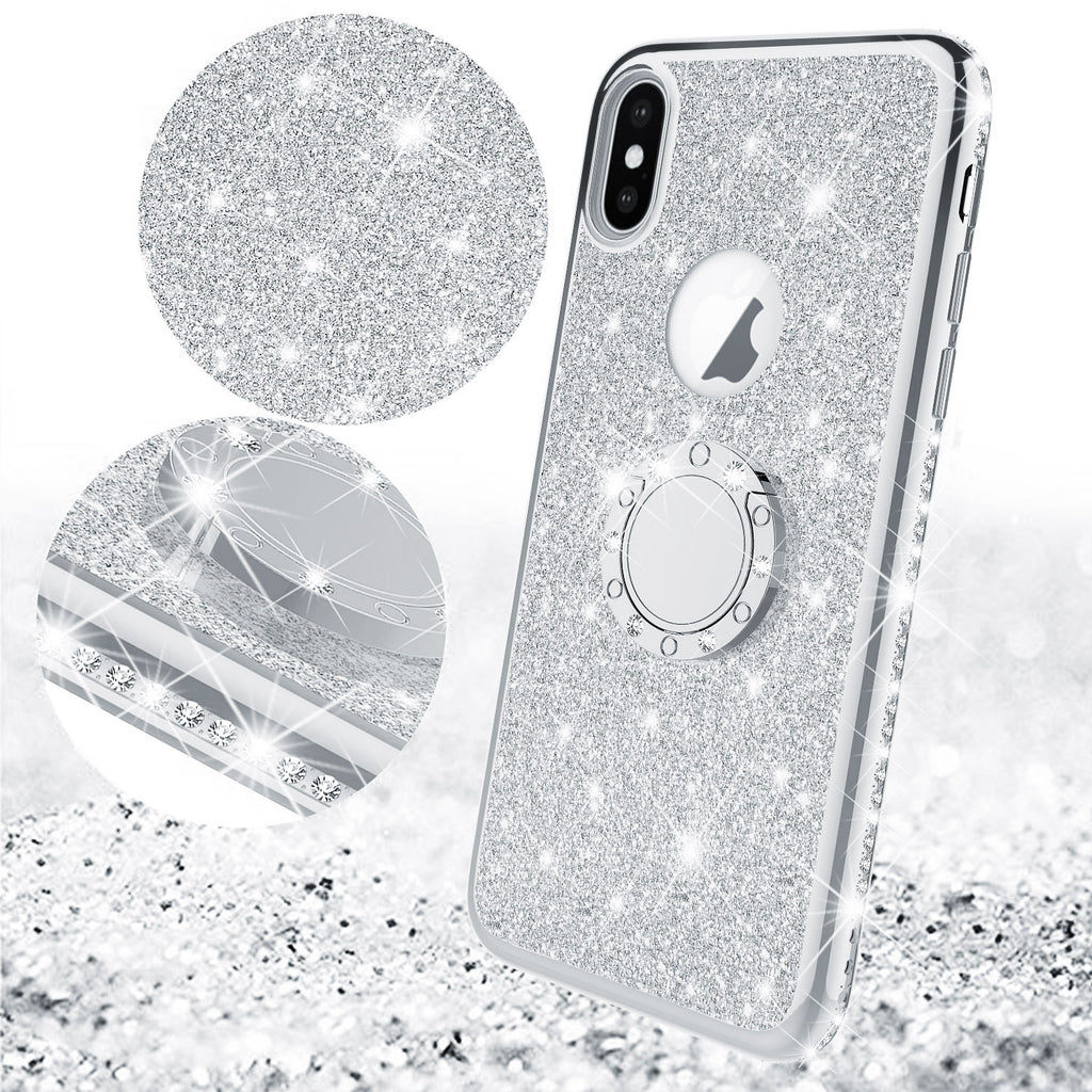 For iPhone 11 Pro Max XR XS Max Bling Glitter Clear Case Girl Cover Bumper  Slim