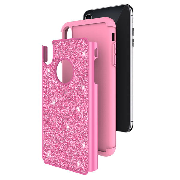 Apple iPhone XS Max Glitter Hybrid Case - Hot Pink - www.coverlabusa.com