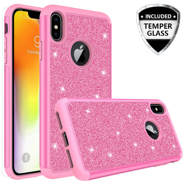 Apple iPhone XS Max Glitter Hybrid Case - Hot Pink - www.coverlabusa.com